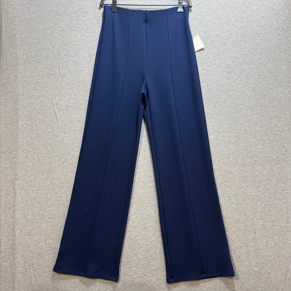A New Day Trousers Women XS Navy Blue Wide Leg High Rise Pintuck Pants